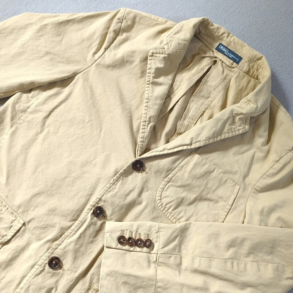 Polo Ralph Lauren Sport Coat Mens 42R Khaki Cotton Patch Pocket Blazer